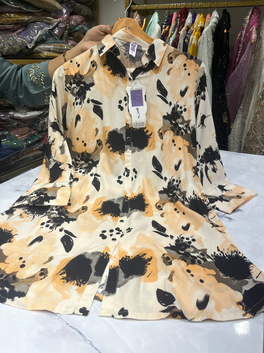Abstract Floral Shirt Coord Set