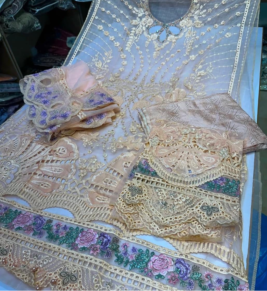 Peachy Beige Luxe with Floral Accents