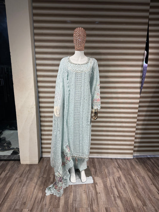 Powder Blue Pastel Pakistani Dress